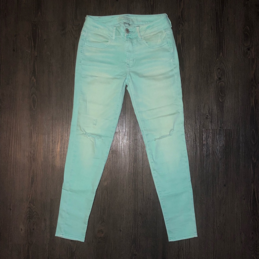 AE MID-RISE MINT JEGGINGS